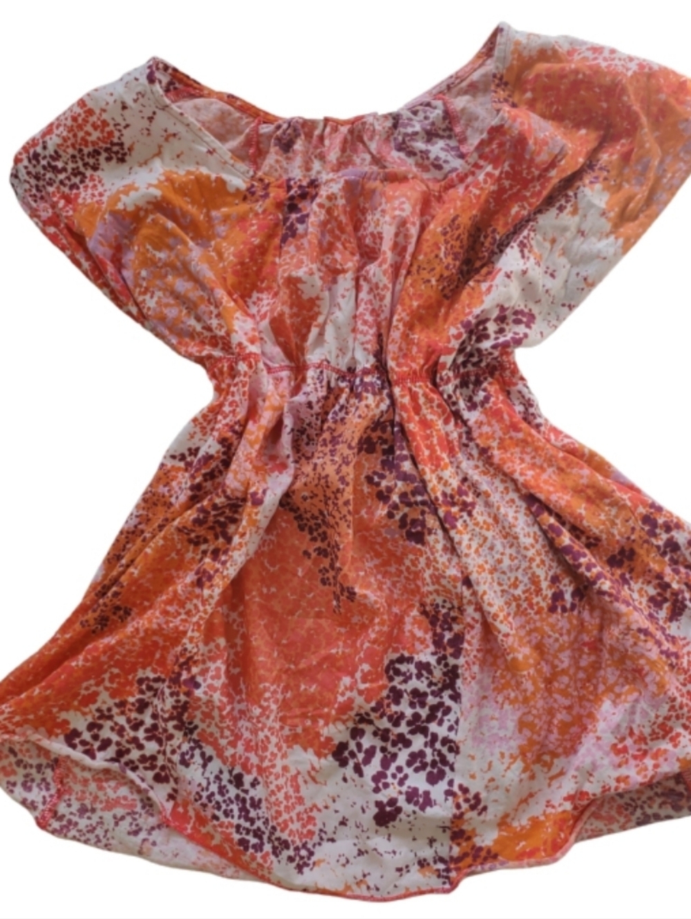 Floral Pink Orange Abstract  Flowy Blouse Size Large